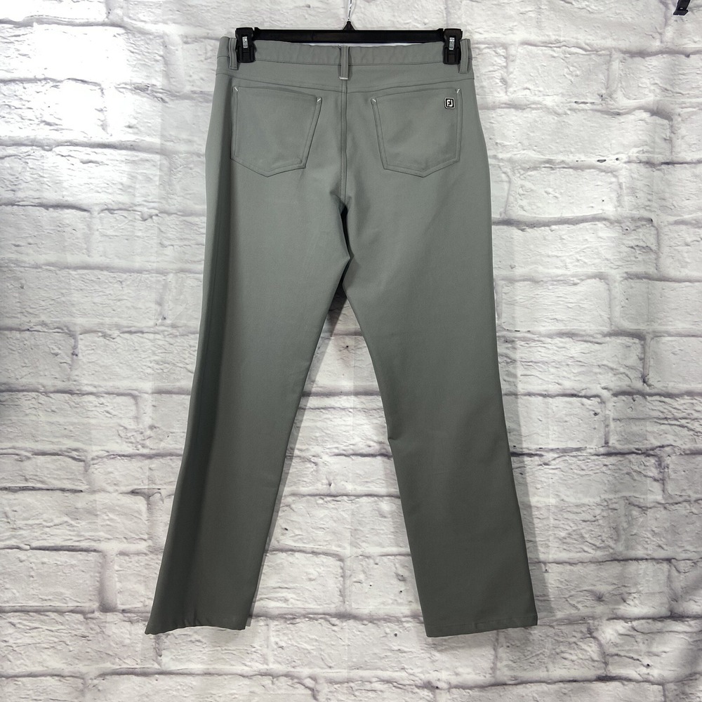 Footjoy FJ Golf Pants Mens 34x32 Gray Flat Front Athletic Fit Performance